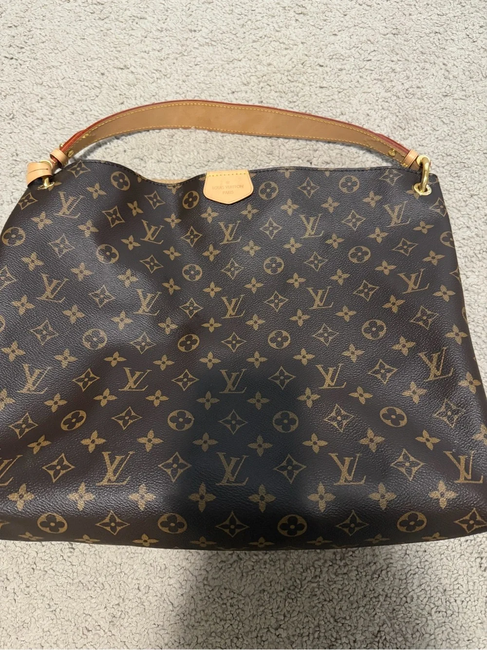 Louis Vuitton Brown Monogram Shoulder Bag with Natural Vachetta Strap